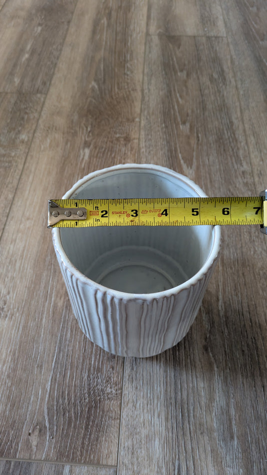 Tall White Modern Pot 6"