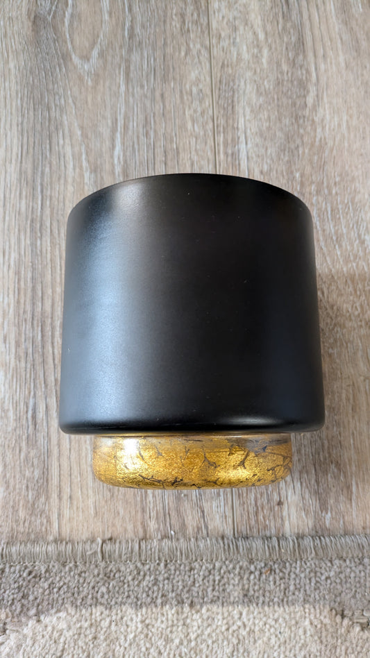 Glass Black and Gold Planter Pot 5"