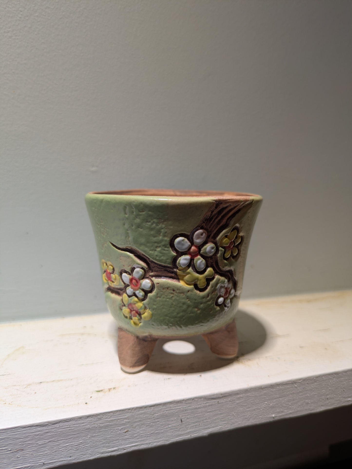 Green Korean Style Handpainted Planter Pot 3"