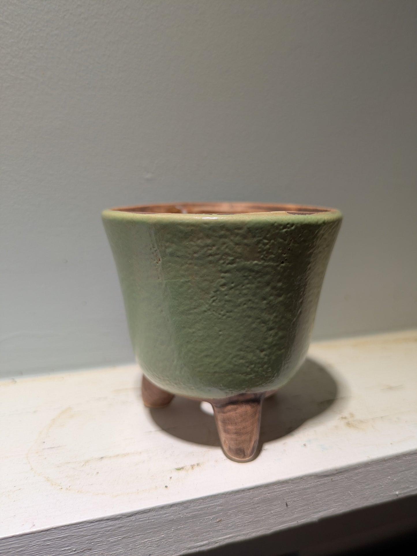 Green Korean Style Handpainted Planter Pot 3"