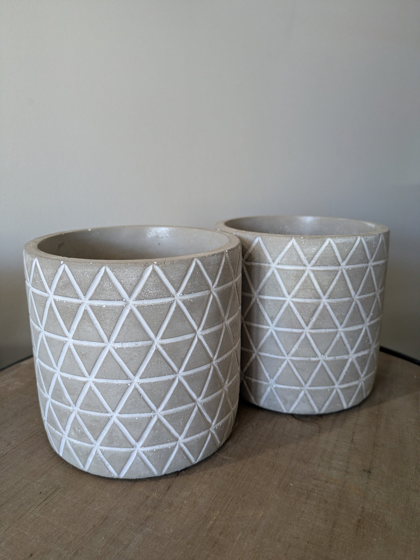 Geometric Grey White Concrete Planter Pots 5"