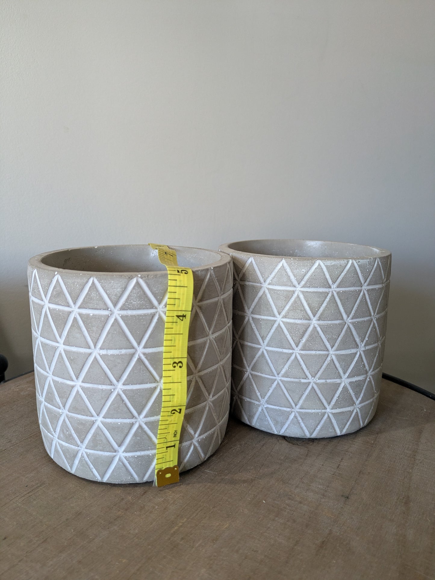 Geometric Grey White Concrete Planter Pots 5"