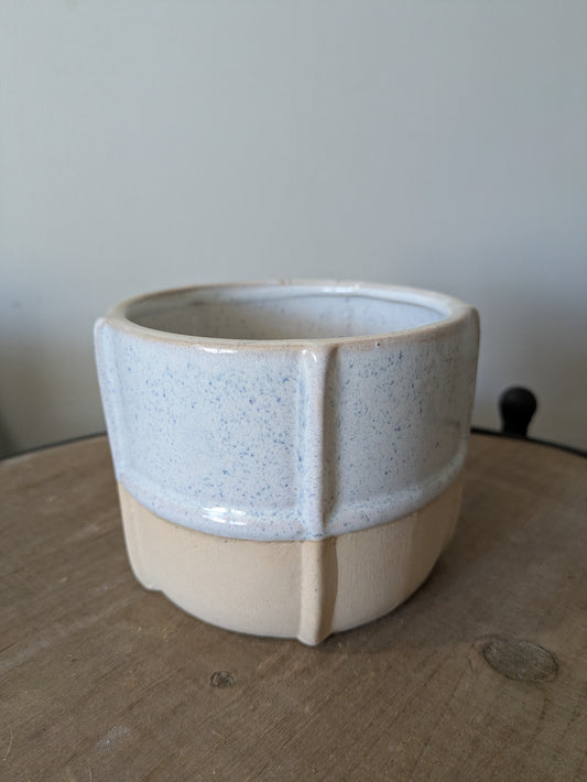 Two Toned Blue Speckle Ceramic Pottery Planter 4"