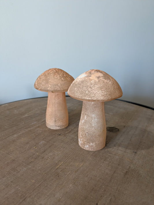 Glass Mushroom Fairy Garden Terrarium Decor 4" Orange