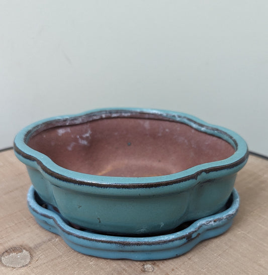 Terracotta Blue Glazed Bonsai Planter