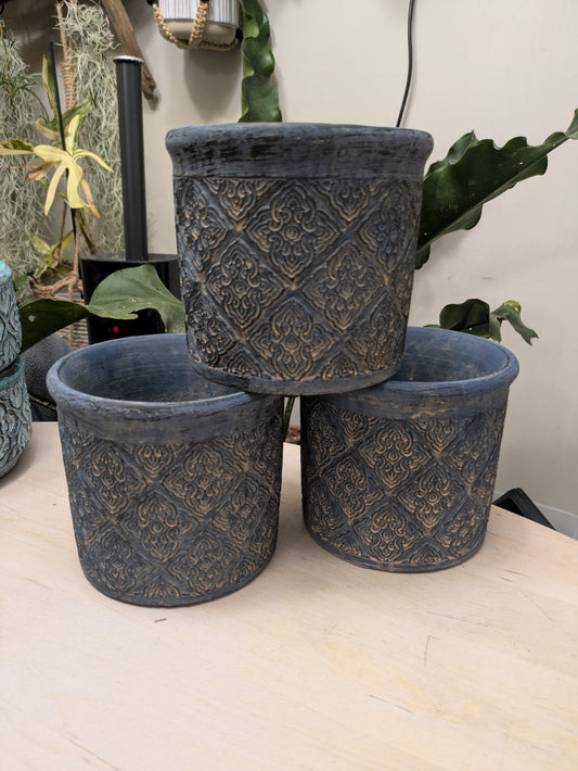 Navy Blue Concrete Planter Pottery 5" Cache Pot Modern