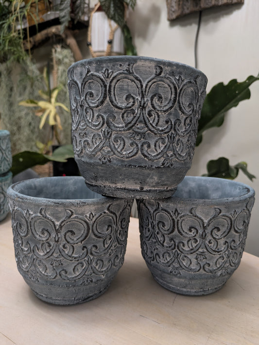 French Blue Distressed Planter Pot 4"