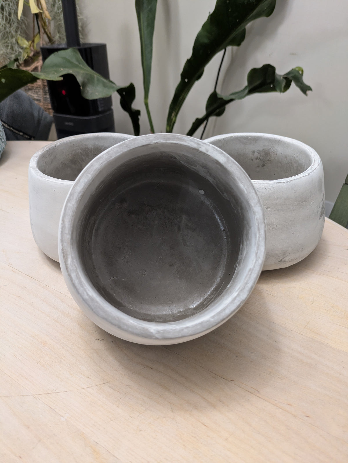 Concrete Wide Bottom Neutral Planter Pottery Pot 5"