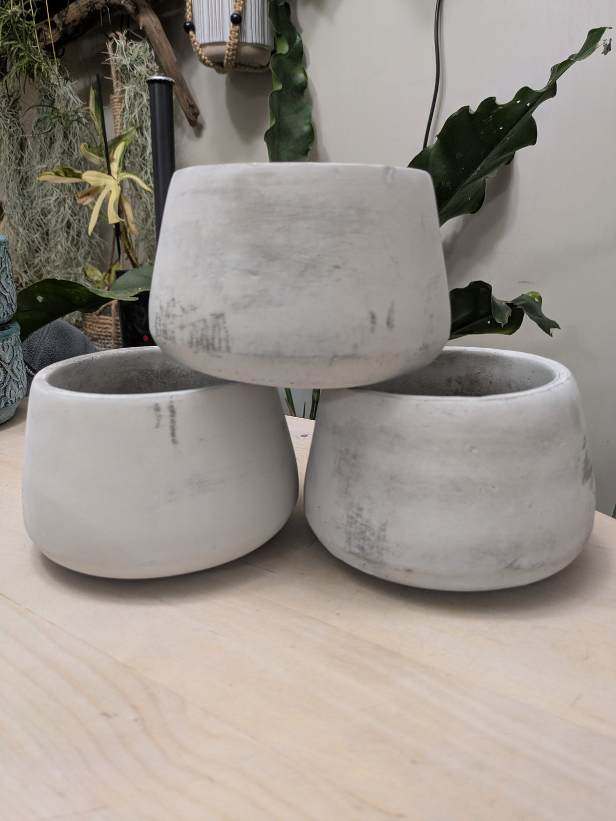 Concrete Wide Bottom Neutral Planter Pottery Pot 5"
