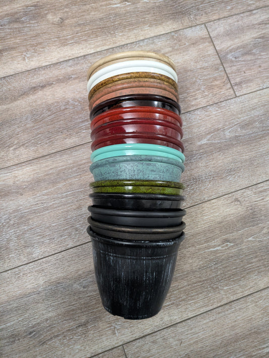 Plastic Cache Pots Planters Multi Colors 5"