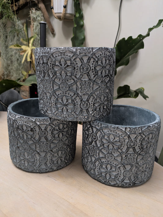 Cornflower Blue Planter Pot Distressed Pattern Modern 4.5"